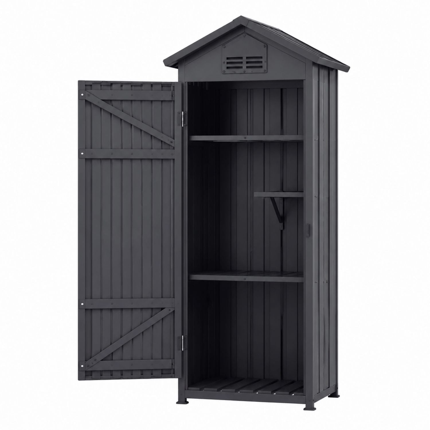 Outdoor Weatherproof Storage Shed Wooden Gray 180x75x50 cm