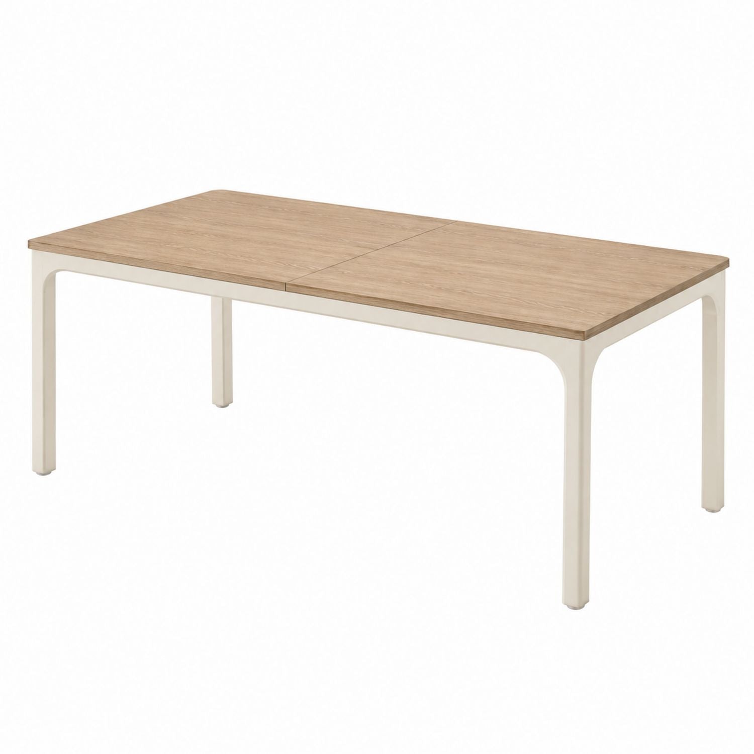 Oak Veneer Dining Table with Metal Legs, Natural Wood/White, 180x90x75cm
