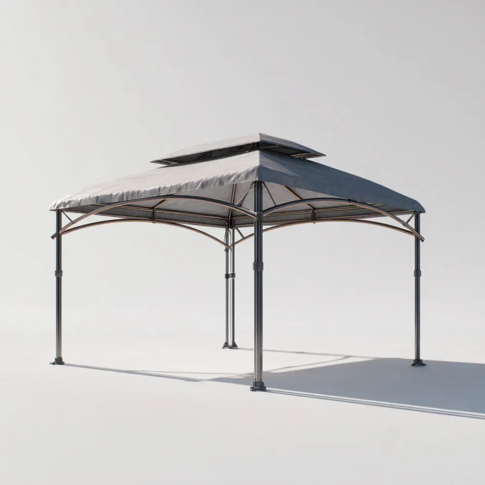 Gazebo Canopy Steel Frame 3x3x2.7 m - Gray - Double Tier Top