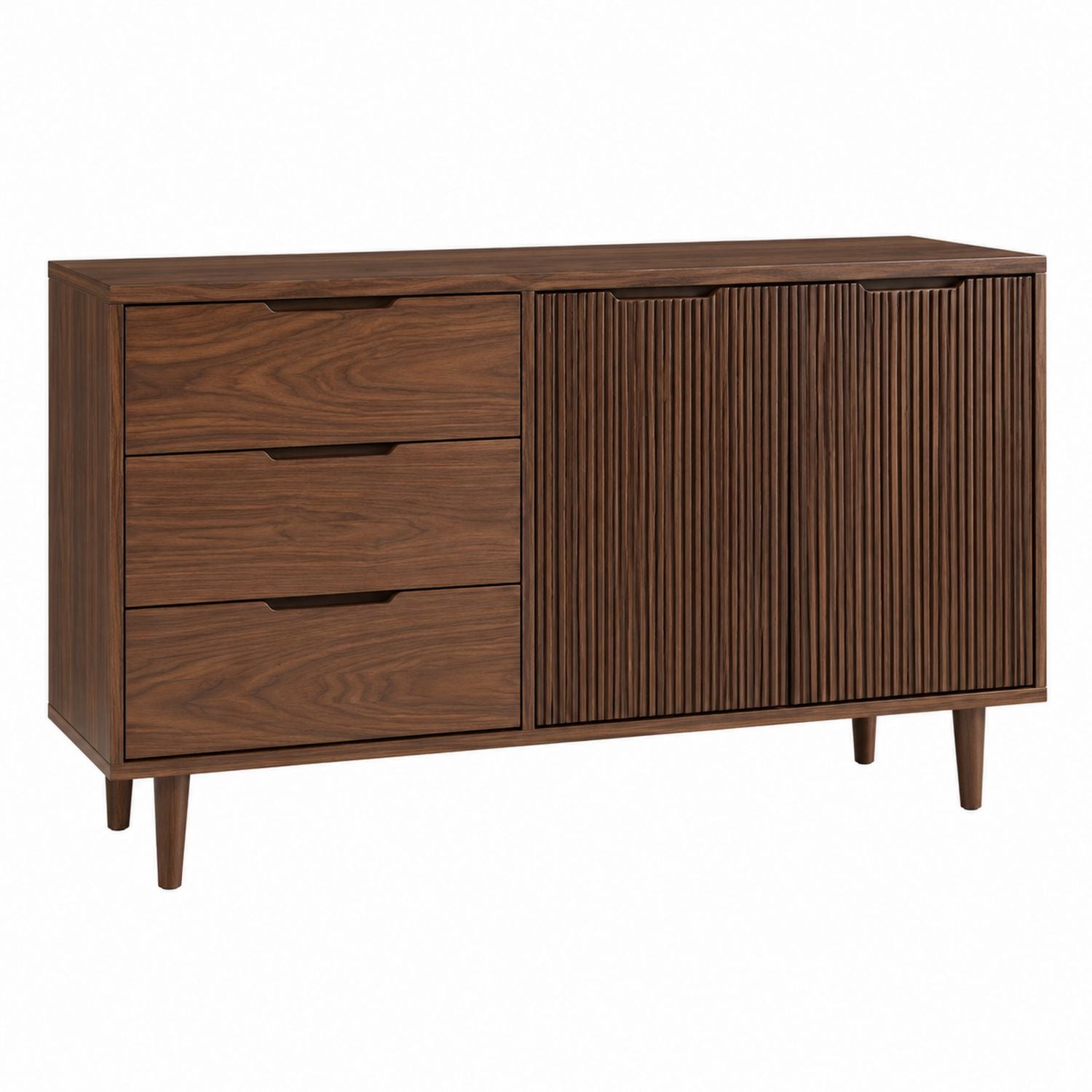 Walnut Wood Sideboard with 3 Drawers and 2 Doors