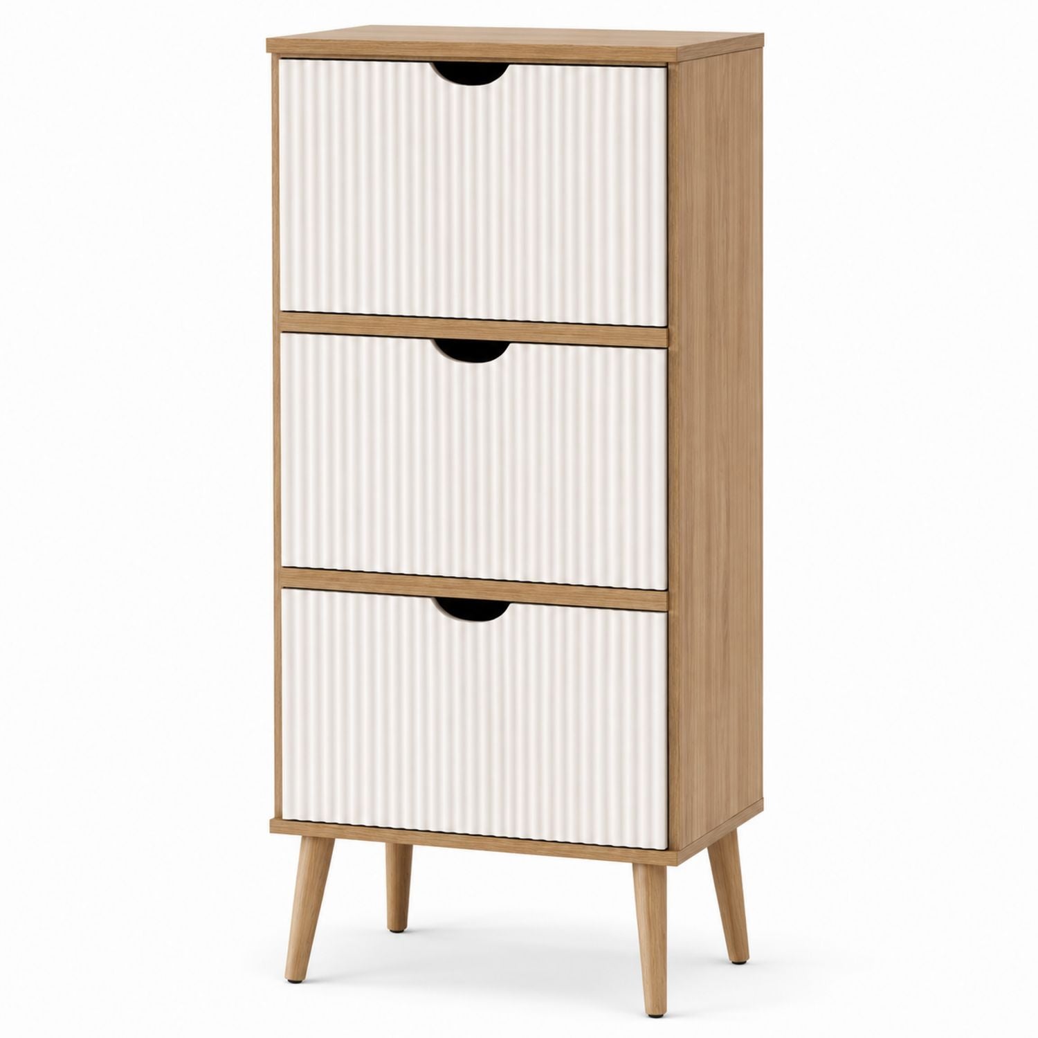 3-Drawer MDF Shoe Cabinet Light Brown and White