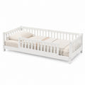 Wooden Toddler Bed with Guardrails White