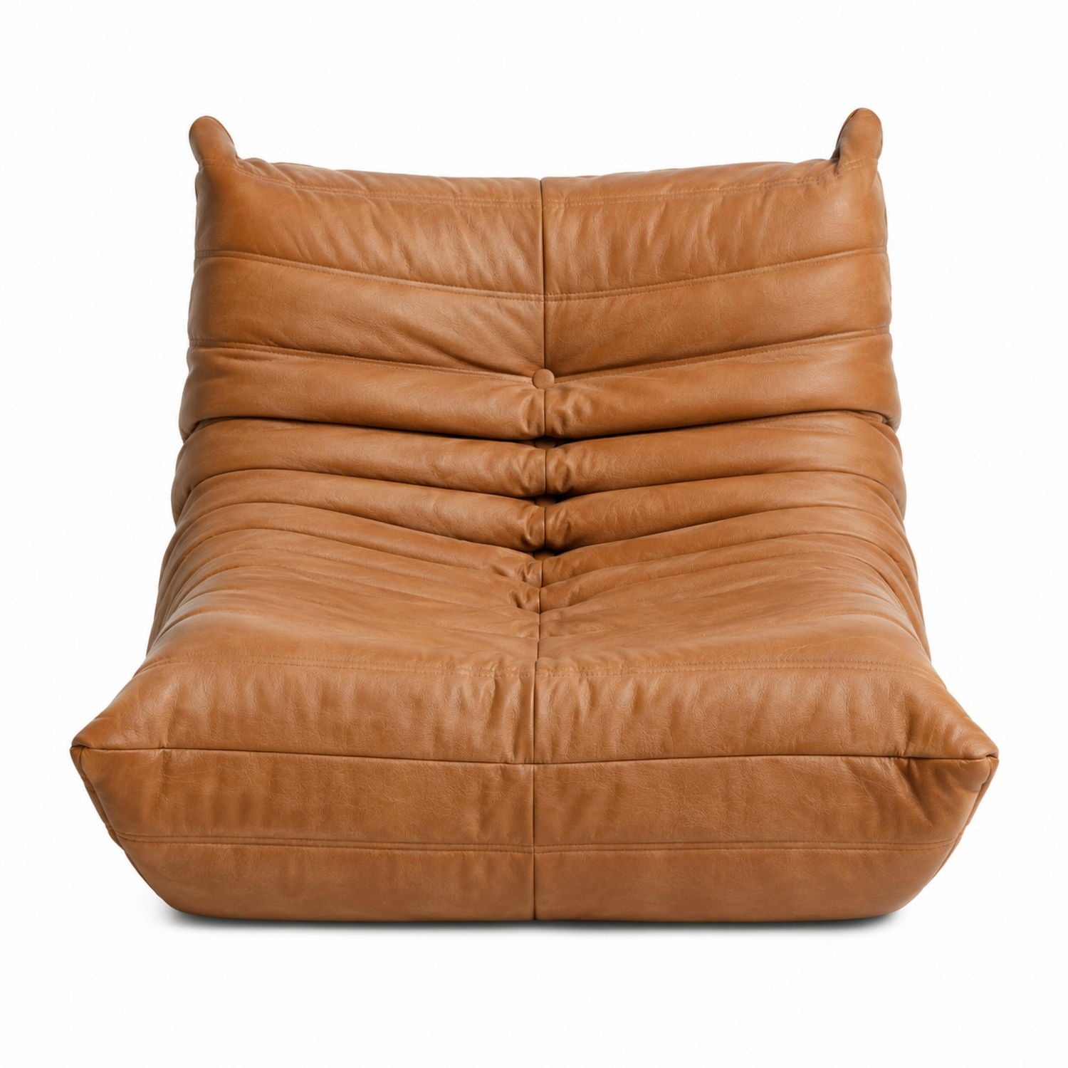 Leather Armless Sofa Brown 150cm x 95cm x 75cm