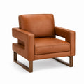 PU Leather Armchair with Solid Wood Base 85cm Brown