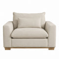 Beige Fabric Sofa with Wooden Base 90x100x120 cm