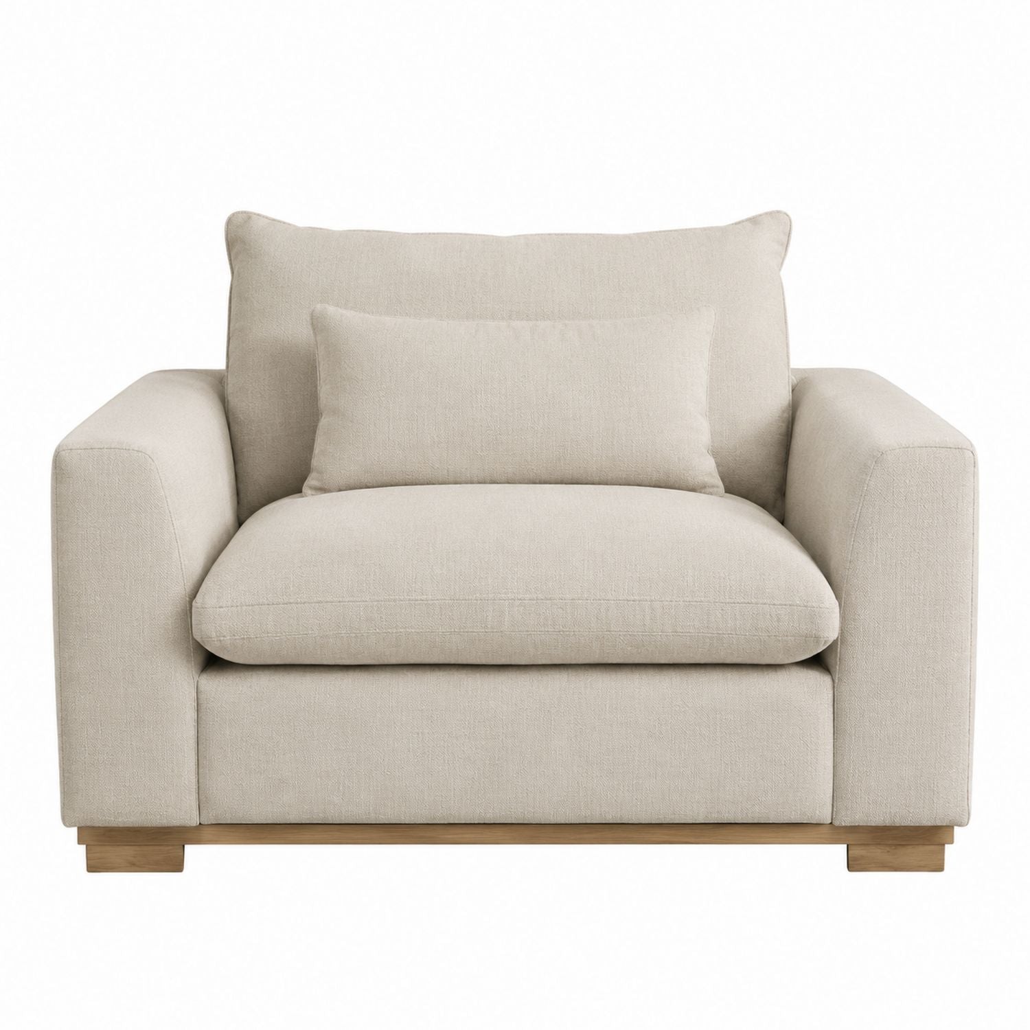 Beige Fabric Sofa with Wooden Base 90x100x120 cm