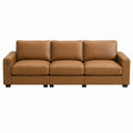 Brown Leather 3-Seater Sofa with Top-Grain Finish