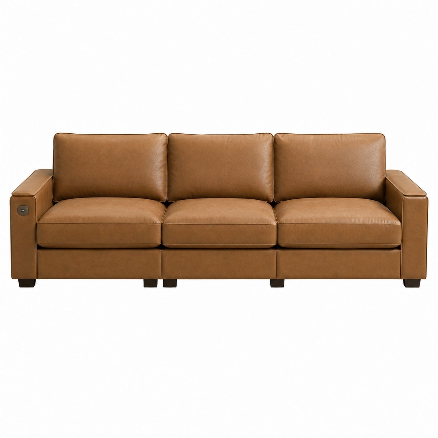 Brown Leather 3-Seater Sofa with Top-Grain Finish
