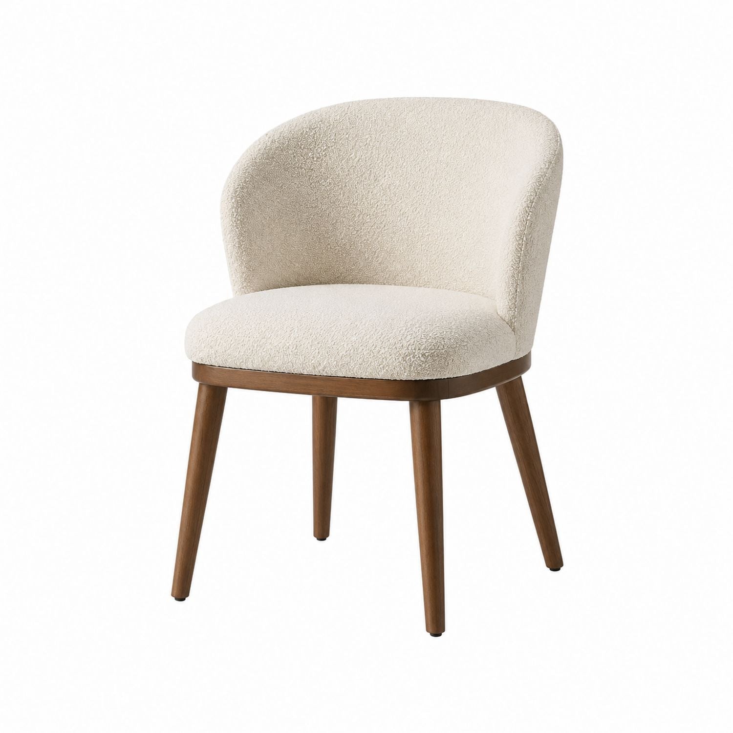 Beige Bouclé Upholstered Chair with Wooden Legs 55cm x 65cm x 75cm