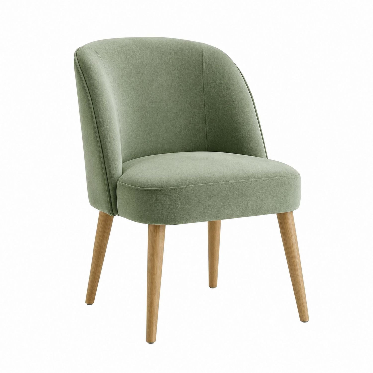 Velvet Dining Chair with Oak Legs Green