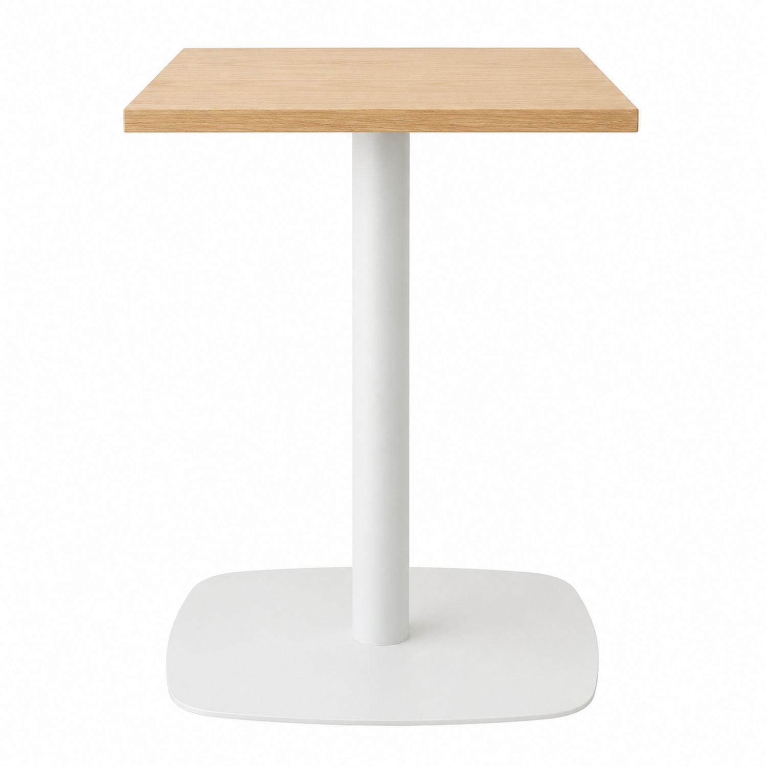 Square Oak Veneer Table with White Steel Base