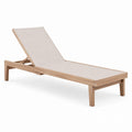 Teak Wood Outdoor Sun Lounger with Beige Polyester Fabric
