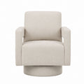 Beige Boucle Fabric Swivel Armchair, 80cm x 80cm x 85cm