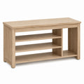 Wooden Storage Bench with Shelves Engineered Wood Oak Finish 120cm x 40cm x 50cm