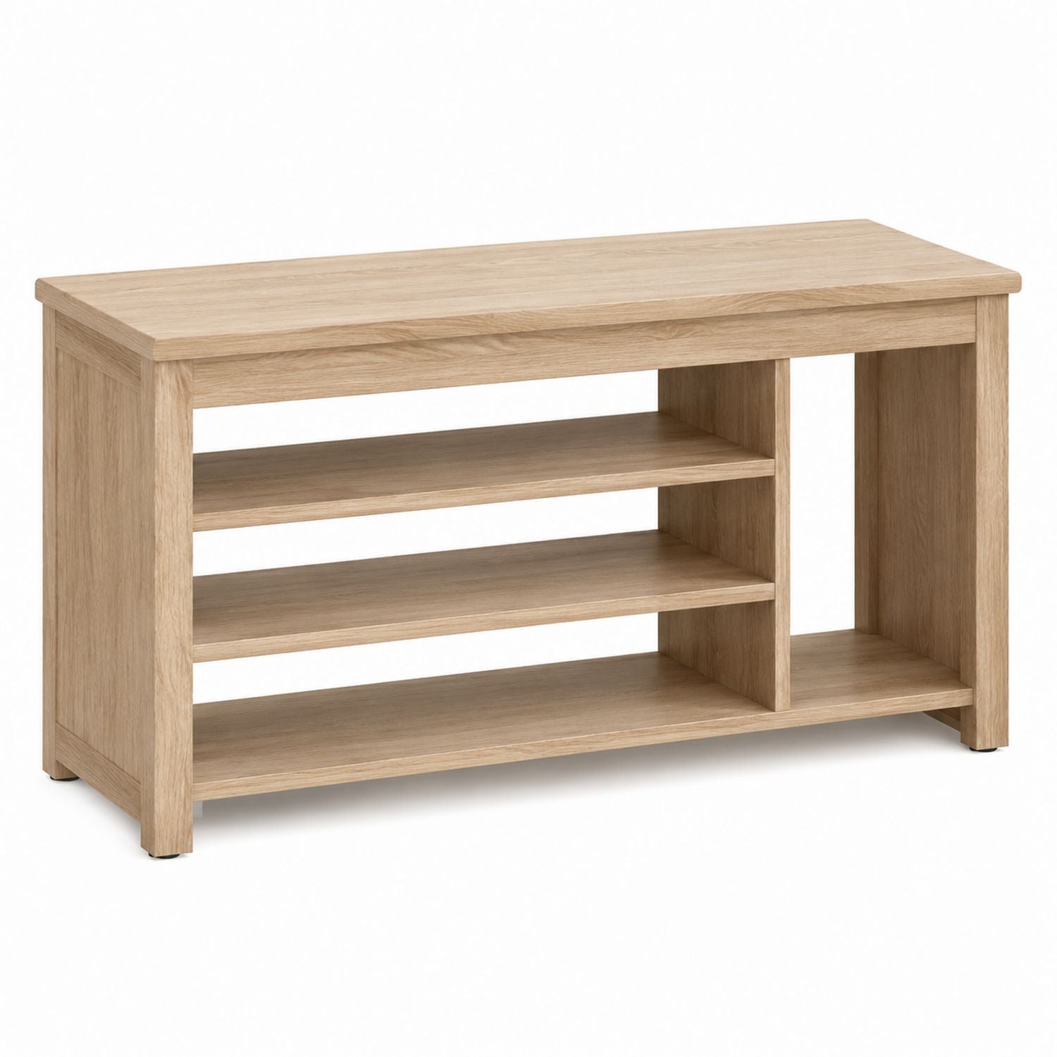Wooden Storage Bench with Shelves Engineered Wood Oak Finish 120cm x 40cm x 50cm