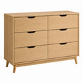 Wooden Dresser with Six Drawers Oak Finish 120x40x80 cm