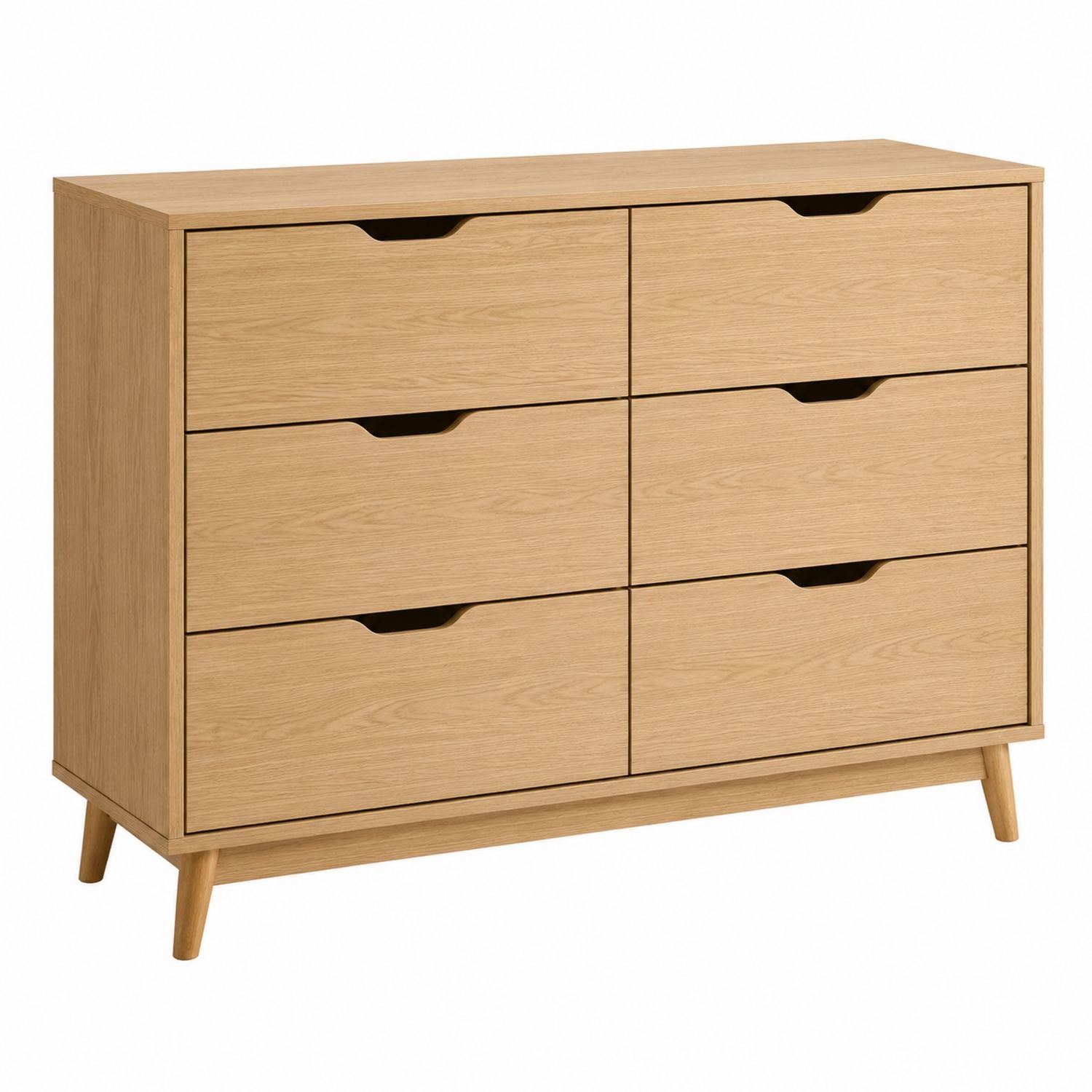 Wooden Dresser with Six Drawers Oak Finish 120x40x80 cm