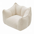 Bouclé Fabric Lounge Chair Beige Compact