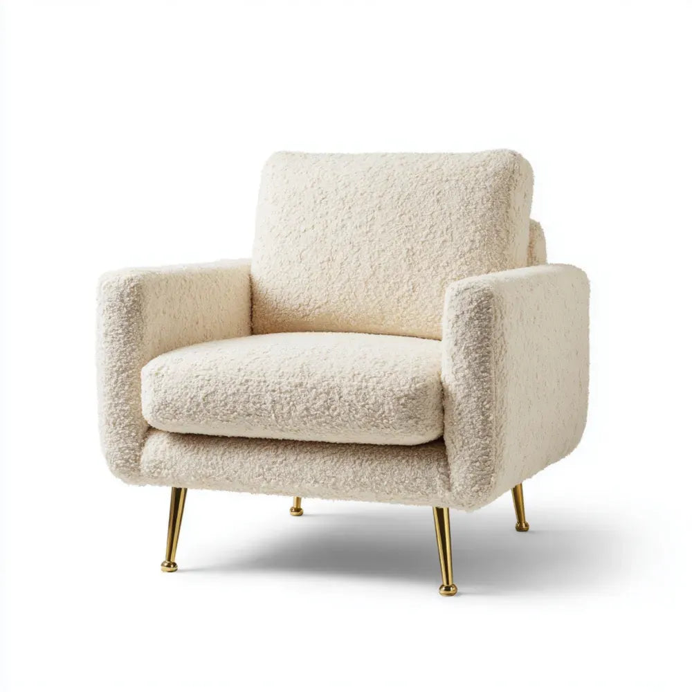 Armchair Plush Fabric 75x80x85 cm - Ivory - Modern Design