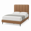 Faux Leather Upholstered King Bed Frame with High Headboard