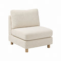 Ivory Bouclé Armless Accent Chair with Wooden Legs