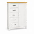 White Wood Storage Cabinet with Drawers and Door