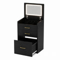 Black Wood Vanity with Mirror and Drawers