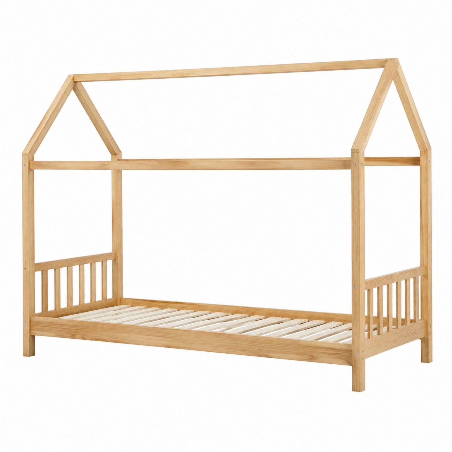 Pine Wood House Bed Frame Natural Finish 200cm x 100cm x 150cm