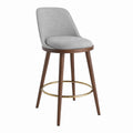 Bar Stool Solid Wood with Gray Polyester Blend Fabric Seat 29.5 inches