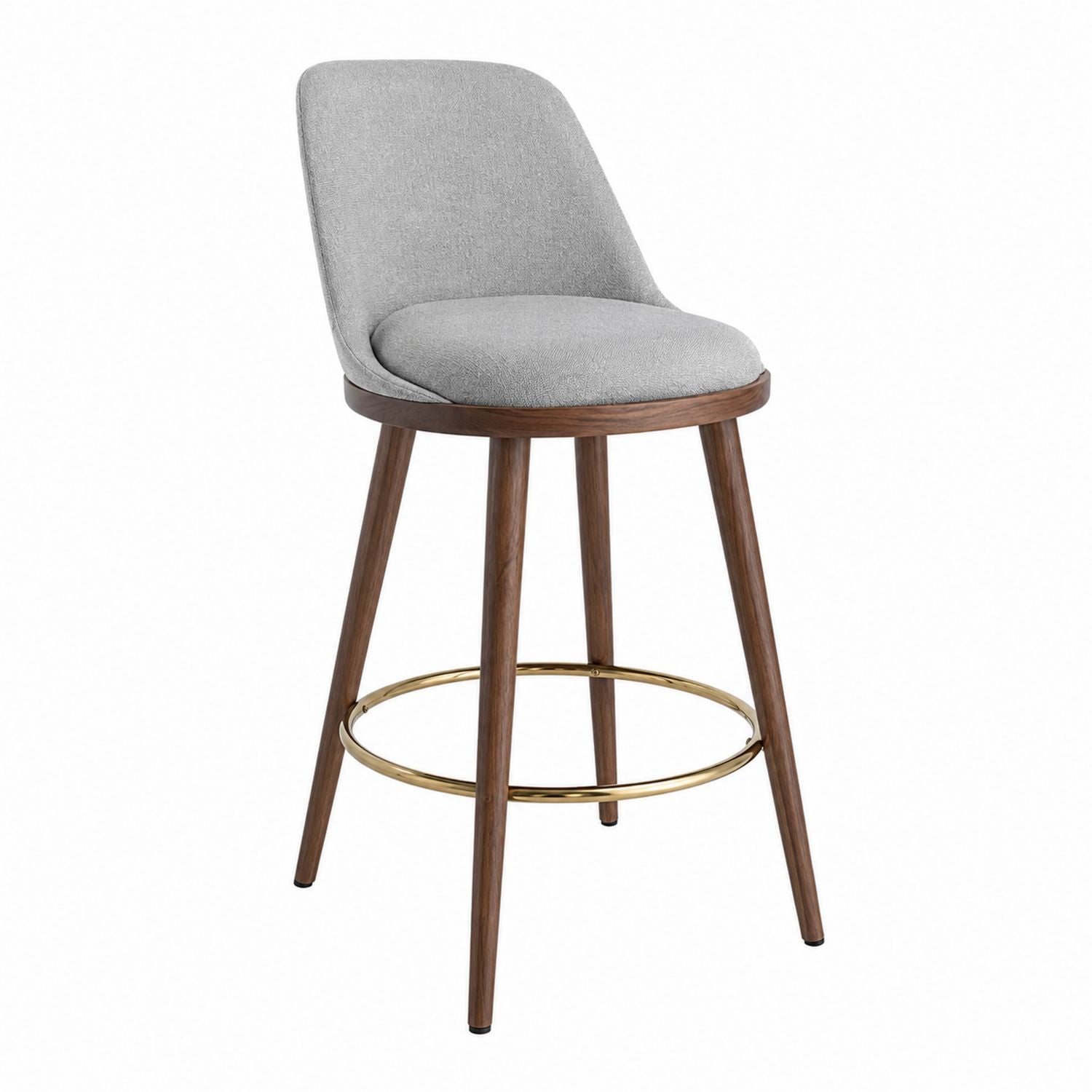 Bar Stool Solid Wood with Gray Polyester Blend Fabric Seat 29.5 inches