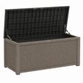 Rectangular Wicker Patio Storage Box with Plastic Lid