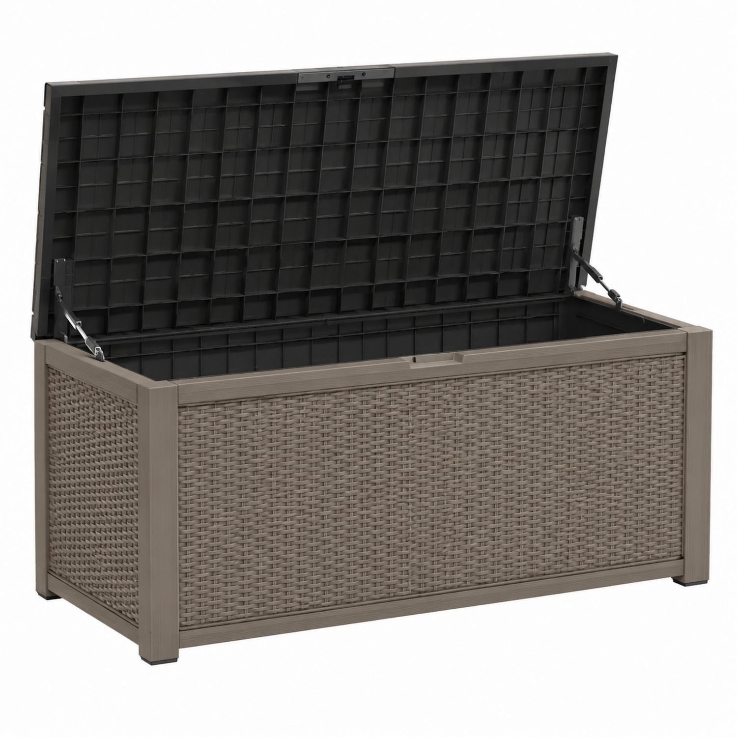 Rectangular Wicker Patio Storage Box with Plastic Lid