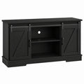 Black MDF TV Stand with Sliding Barn Doors 152cm x 40cm x 80cm