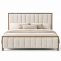 King Size Upholstered Bed with Wood Frame and Polyester Fabric