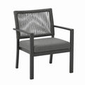 Outdoor Chair with Woven Rope Backrest and Aluminum Frame