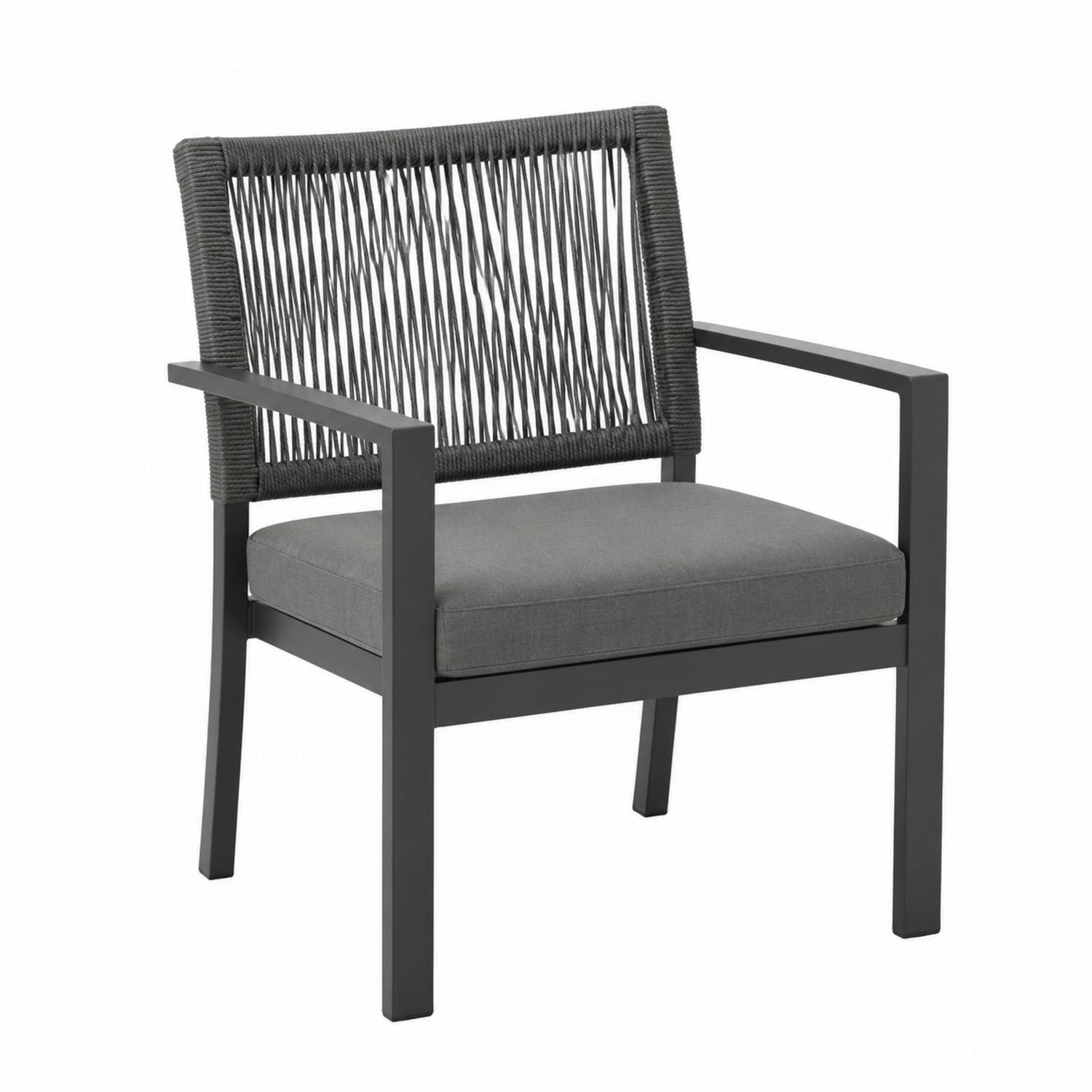 Outdoor Chair with Woven Rope Backrest and Aluminum Frame