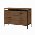 Engineered Wood Dresser with Metal Frame 6 Drawers Walnut Brown
