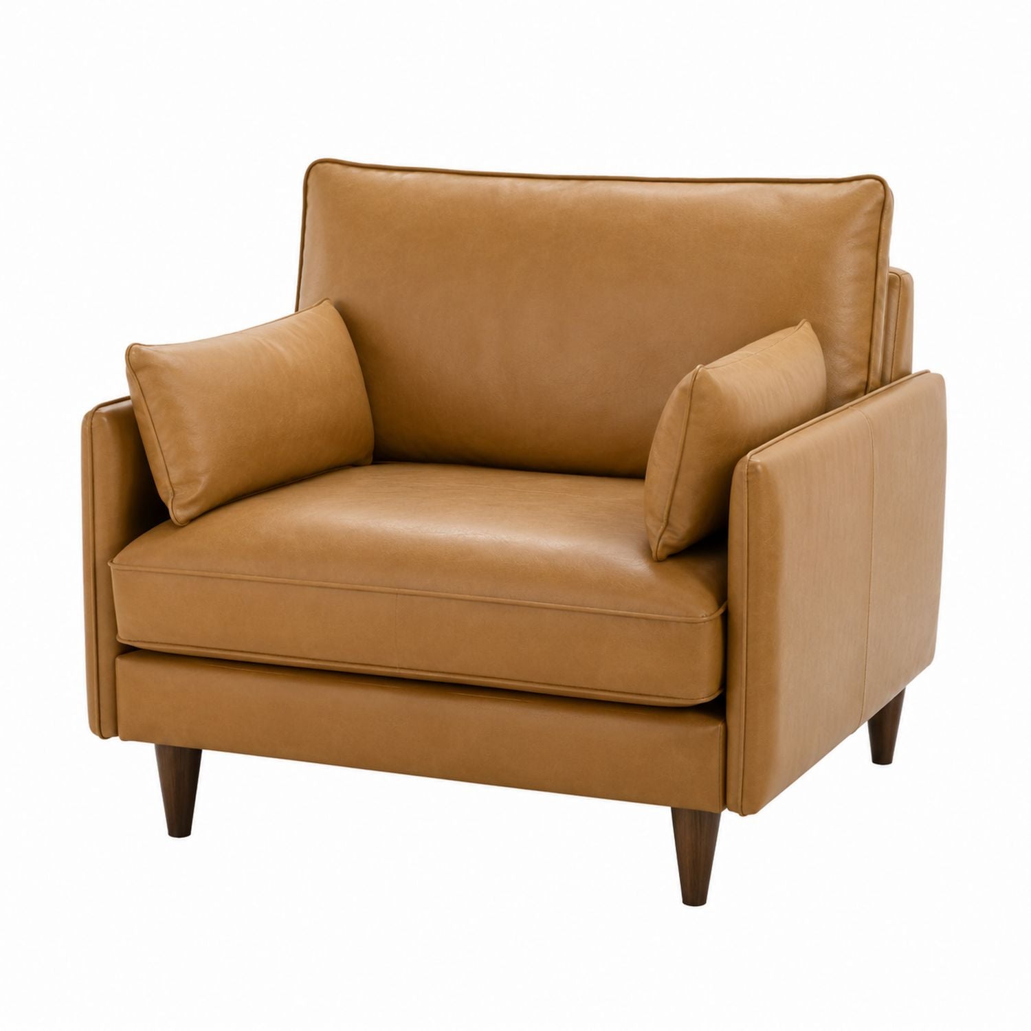 Brown Faux Leather Armchair with Cushions 31.5in x 35.4in x 33.5in