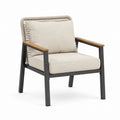 Outdoor Patio Chair with Aluminum and Rope Back, Light Beige