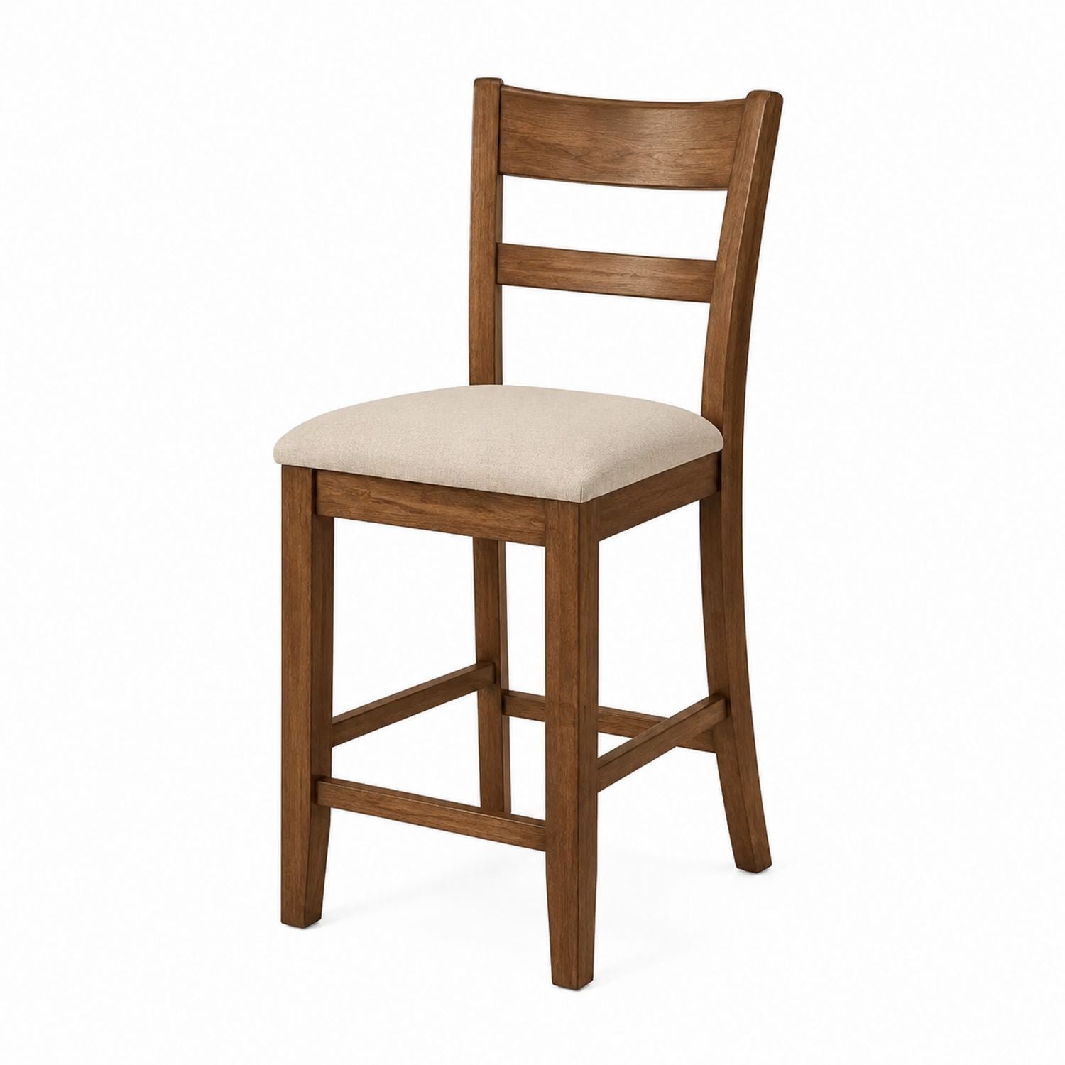 Wood Bar Stool with Upholstered Seat Oak Beige 102cm