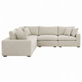 L-Shaped Fabric Sectional Sofa Beige