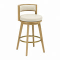 Swivel Bar Stool with Wood Frame and Linen Fabric Upholstery