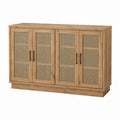 Wooden Sideboard with Rattan Doors Natural 4-Door Cabinet