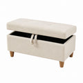 Rectangular Bouclé Upholstered Storage Ottoman Beige 100x40x45 cm