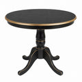 Round Wood Dining Table with Gold Trim 31.5in