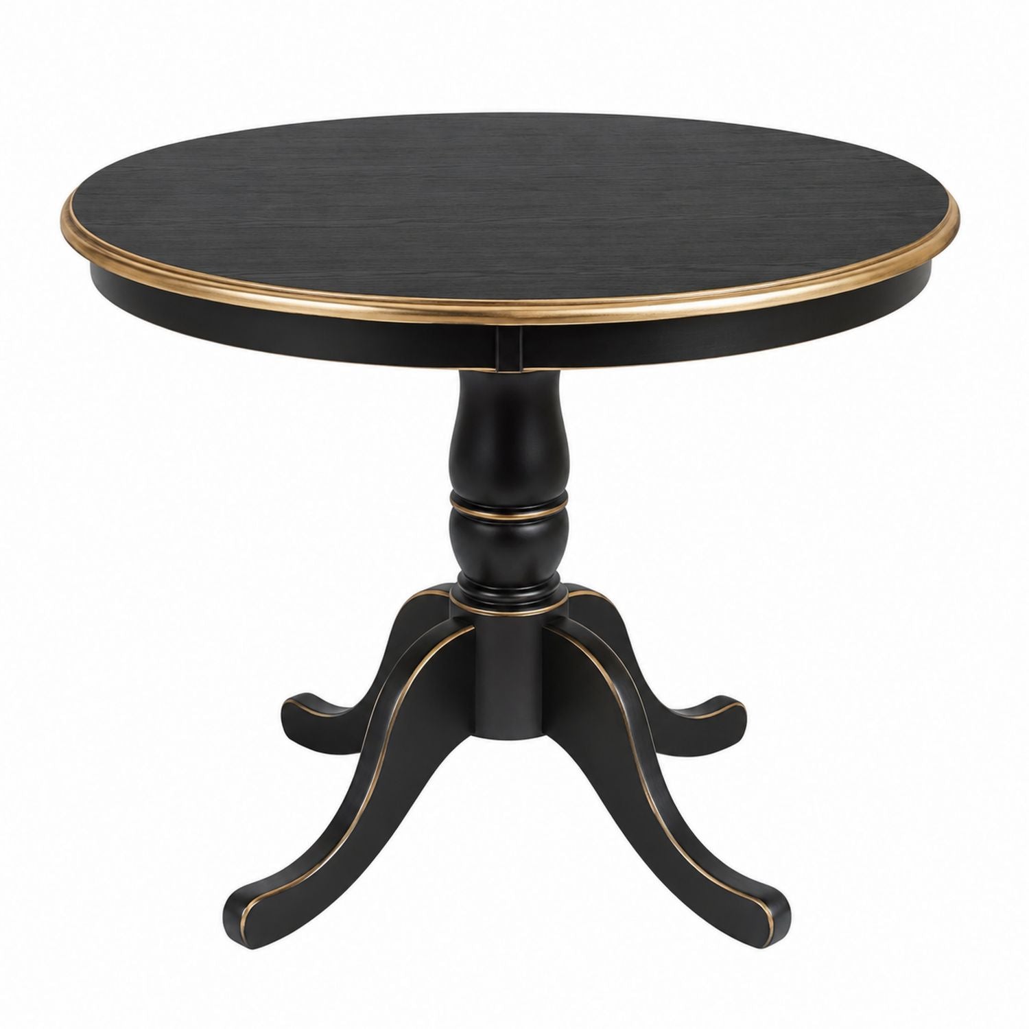 Round Wood Dining Table with Gold Trim 31.5in