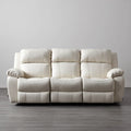 Recliner Sofa Set Faux Leather Ivory – Modern Design 205x90x95 cm