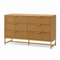 Wood Dresser with Gold Metal Base 6-Drawer 140cm