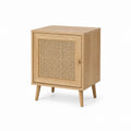 Wood Nightstand with Woven Cane Door 40cm x 35cm x 55cm