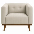 Fabric Armchair Beige Upholstered with Solid Wood Legs 75cm x 80cm x 85cm